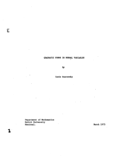 QUADRATIC FORMS IN· NORMAL VARIABLES Department of