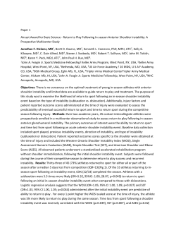 Return to Play Following In-season Anterior Shoulder Instability