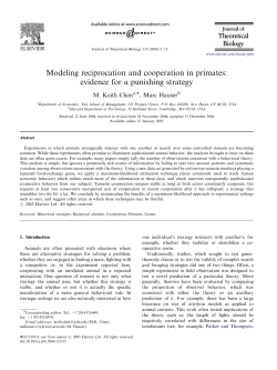 Modeling reciprocation and cooperation in primates