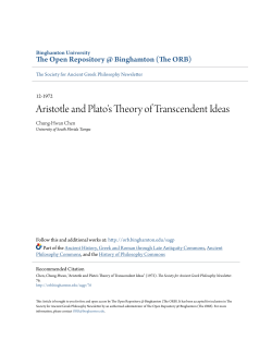 Aristotle and Plato`s Theory of Transcendent Ideas
