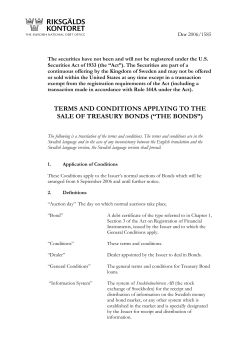 terms and conditions applying to the sale of treasury bonds
