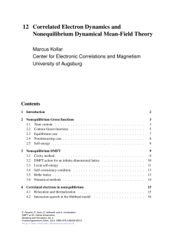 Correlated Electron Dynamics and Nonequilibrium - cond