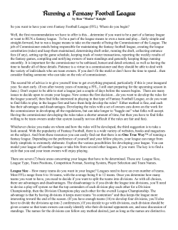 Running a Fantasy Football League