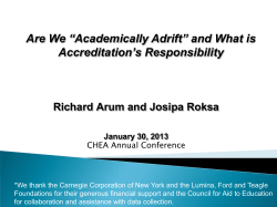 "Academically Adrift" and What is Accreditation`s Responsibility