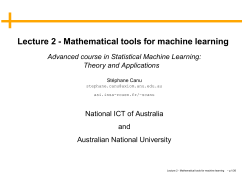 Lecture 2 - Mathematical tools for machine learning