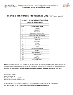 Manipal University Provenance 2017 (2nd round results)