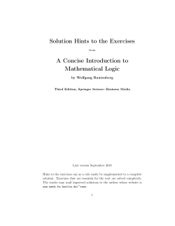 Solution Hints to the Exercises A Concise Introduction to