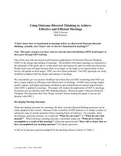 OUTCOME-DIRECTED THINKING: QUESTIONS THAT TURN