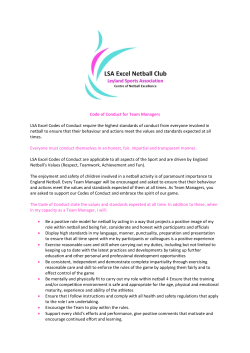 Code of Conduct for Team Managers LSA Excel