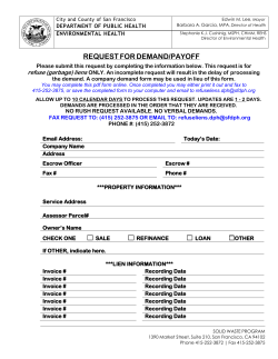 Request for Demand/Payoff - San Francisco Department of Public