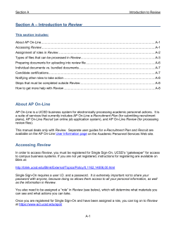 Section A &ndash; Introduction to Review