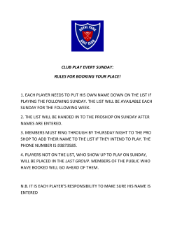 CLUB PLAY EVERY SUNDAY: