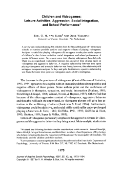 Children and Videogames: Leisure Activities, Aggression