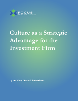 Culture as a Strategic Advantage for the Investment Firm