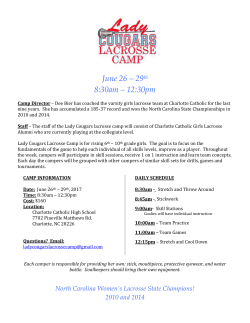 2017 Girls` Lacrosse Camp June 26-29