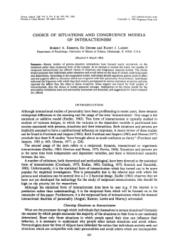 choice of situations and congruence models of interactionism