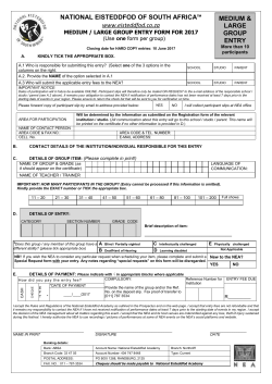 NESA Medium and Large Group Entry form