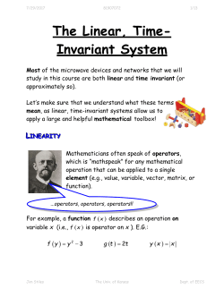 The Linear, Time-Invariant System