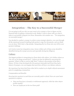 Integration &ndash; The Key to a Successful Merger