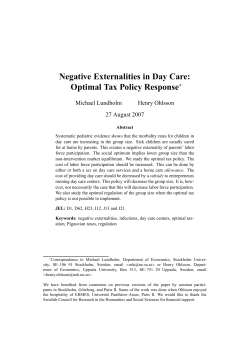 Negative Externalities in Day Care: Optimal Tax