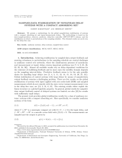 SAMPLED-DATA STABILIZATION OF NONLINEAR DELAY