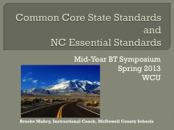 Common Core State Standards and NC Essential Standards