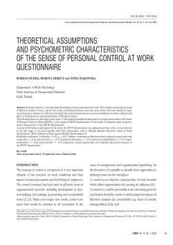 theoretical assumptions and psychometric characteristics of the