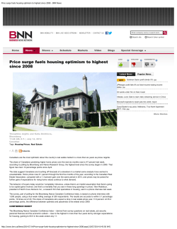 Price surge fuels housing optimism to highest since 2008