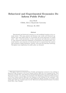 Behavioral and Experimental Economics Do Inform