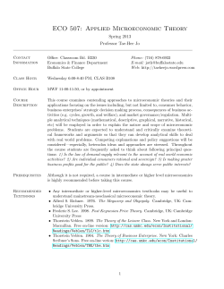 ECO 507: Applied Microeconomic Theory
