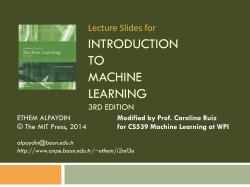 Introduction to Machine Learning