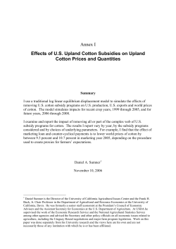 Effects of U.S. Upland Cotton Policies on Upland Cotton Prices and
