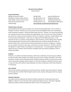 Education Class Handbook Pickwick Players Contact Information