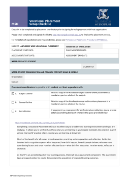 MSD Vocational Placement Checklist