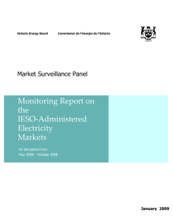 Monitoring Report on the IESO-Administered Electricity Markets