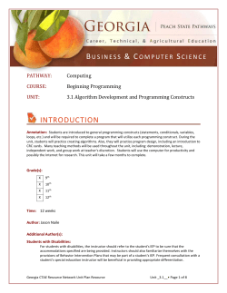 3.1 Algorithm Development and Programming Constructs