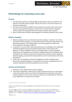 Methodology for evaluating casino data