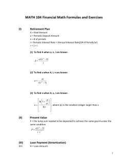 MATH 104 Financial Math Formulas and Exercises