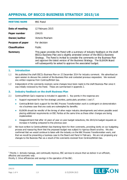 approval of bscco business strategy 2015/16