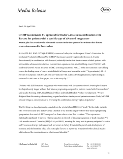 MCHMP recommends EU approval for Roche`s Avastin in