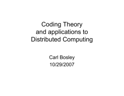Coding Theory and applications to Distributed Computing