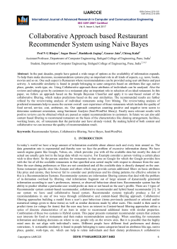 Collaborative Approach based Restaurant Recommender