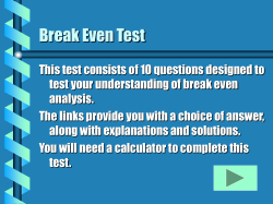 Break even test - Oldfield Economics