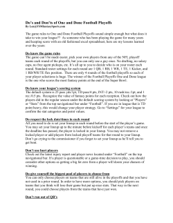 One and Done Football Playoffs Strategy Session