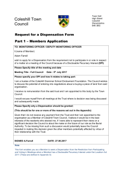 Dispensation - Coleshill Town Council
