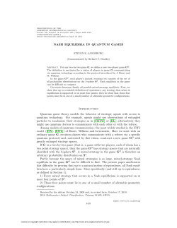 NASH EQUILIBRIA IN QUANTUM GAMES Introduction Quantum