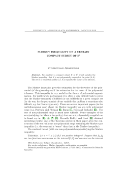 Markov inequality on a certain compact subset of R2