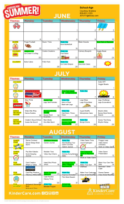 School Age Summer Camp Calendar