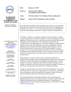 Memo Regarding January 2015 Actions on Policies