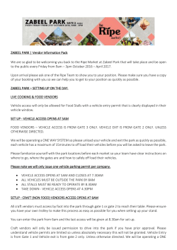 ZABEEL PARK | Vendor Information Pack We are so glad to be